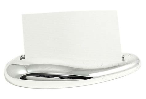 silver business card holder desk